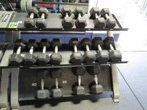 Free Weight Rack TKO (Total 500lbs) includes 9 sets of free weight from 15lbs upto 45lbs Mod. Keys & Hampton