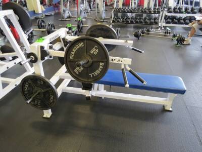 Atlantis Weight Machine w/free weights w/ Flat Bench Press Ser#19695 with (4) 45lb Iron Weights Olympia & Standard